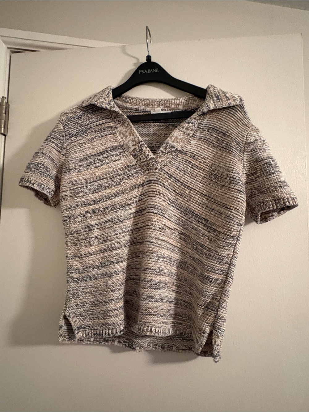 Haven Well Within organic cotton linen spacedye Johnny collar sweater size small